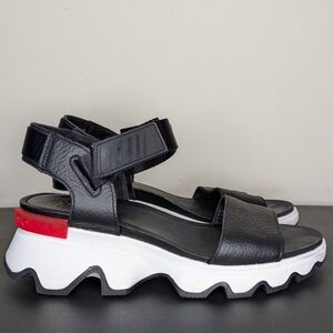 Sorel Black and White Wedge Sandals